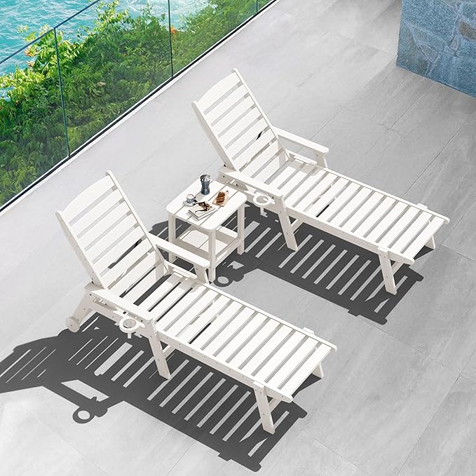 SERWALL Double Adirondack Side Table Set of 4, End Table- White