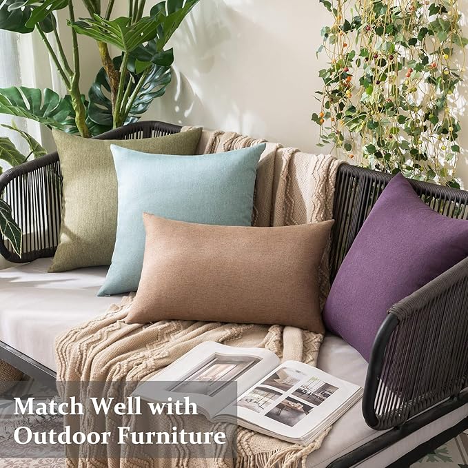 MIULEE Pack of 2 Decorative Outdoor Solid Waterproof Throw Pillow Covers Spring