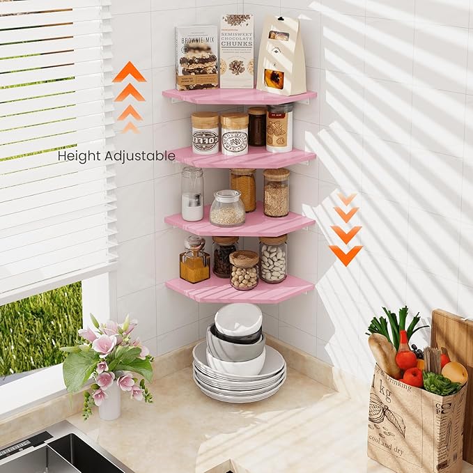 Homode Corner Shelf Wall Mount, Wood Hanging Storage Shelving