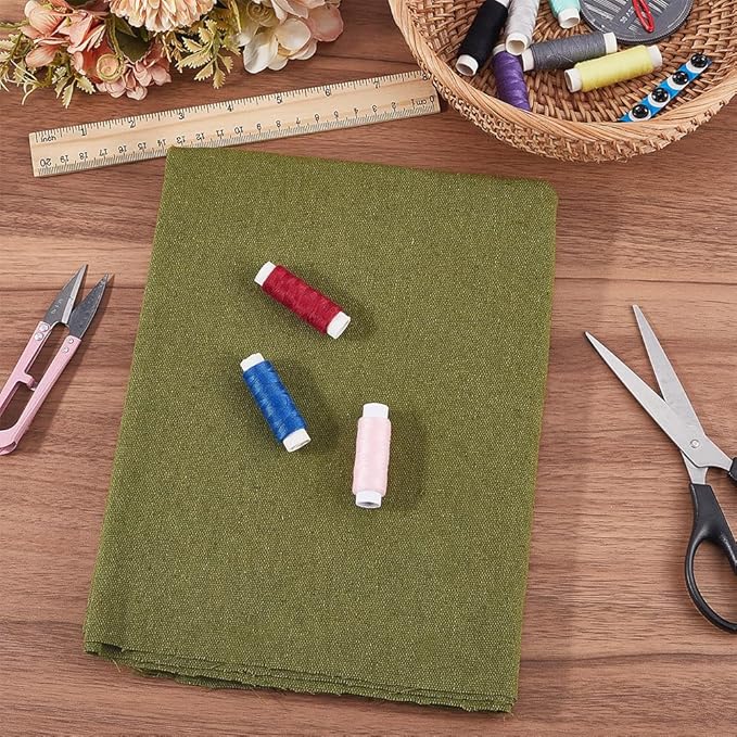 59 Inch Dark Olive Green Linen Cotton Canvas Fabric by The Yard Sheet Quilting