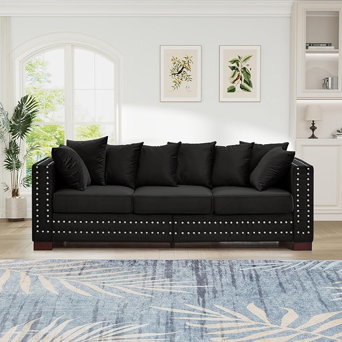 2 Piece Velvet Couch and Loveseat Sets, Mid Century Modern Couch