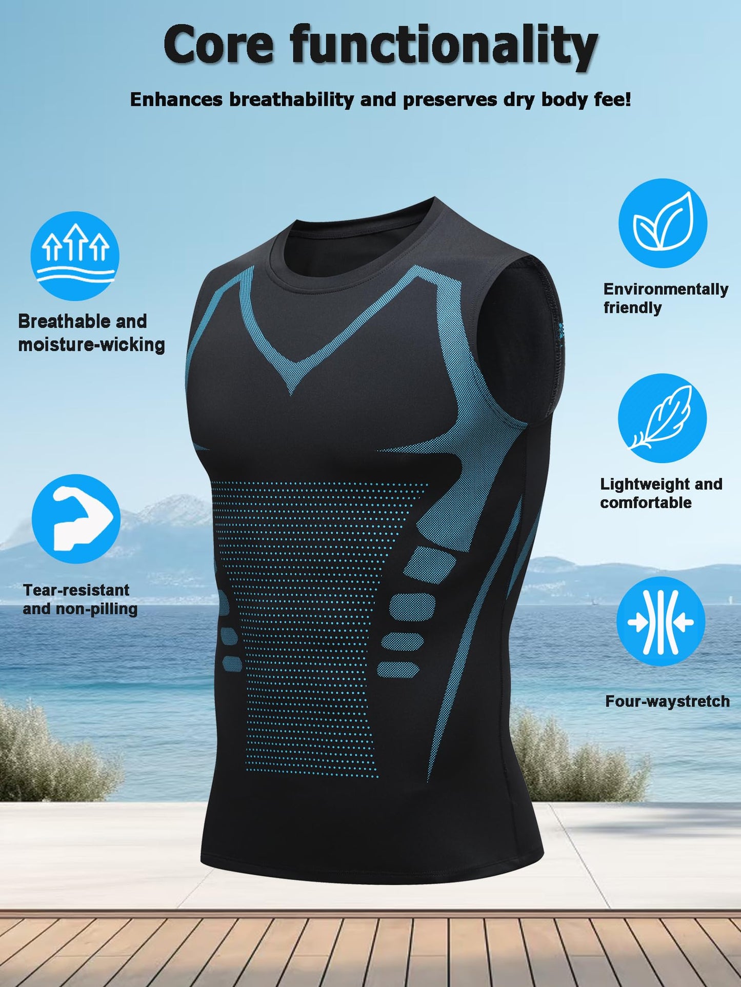 Mens Tank Tops,Sport Running Dry Fit Gym Shirt, Wicking Athletic Mesh Breathable Muscle Tee Workout Sleeveless Shirts