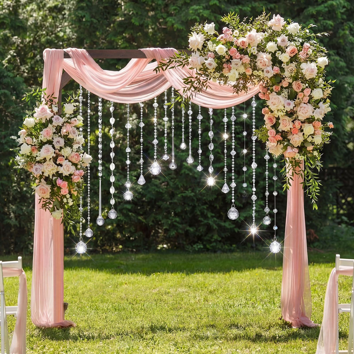 Soulchen 24 Pcs 20 Inch Clear Acrylic Crystal Garland Strands Large Hanging Chandelier Bead Chain String Wedding Icicle Drop Ornaments for Wedding Party Decor