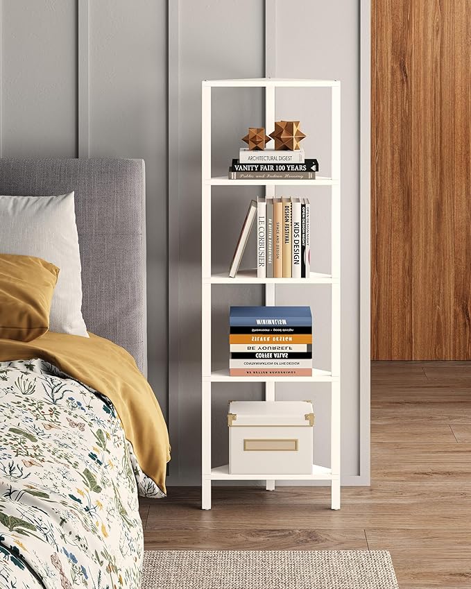 TUTOTAK Corner Shelf, 5-Tier Corner Bookshelf