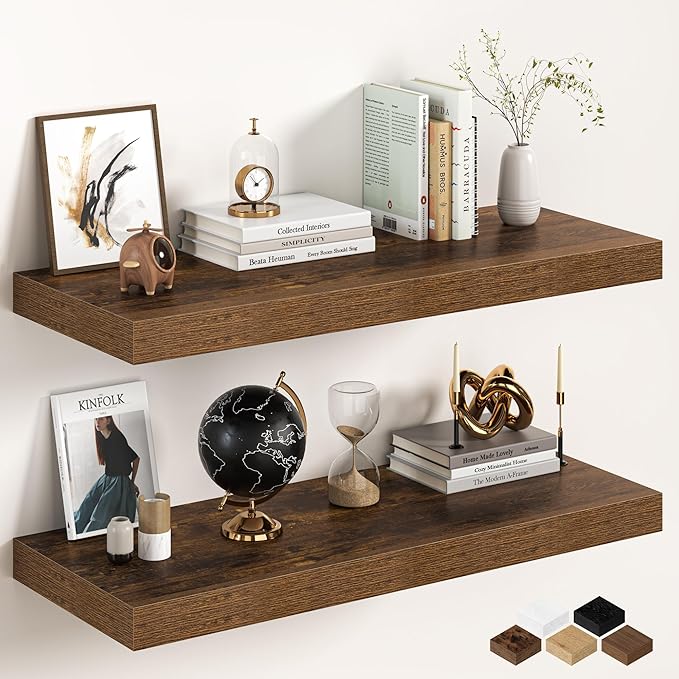 36Inch Floating Shelves for Wall, 12 Inch Deep Shelves for Bedroom, Bathroom