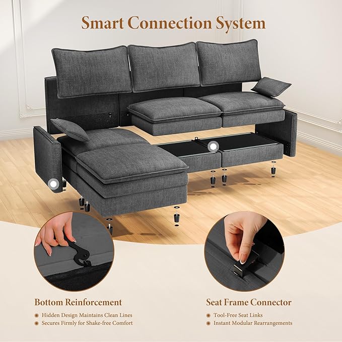 Vesgantti 142" Oversized Sectional Sofa Bed, 8-Seater Modular Sleeper Cloud