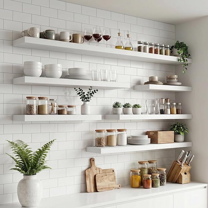 FLYJOE Floating Shelves for Wall, 72 Inch Floating Shelves Set of 1, Kitchen