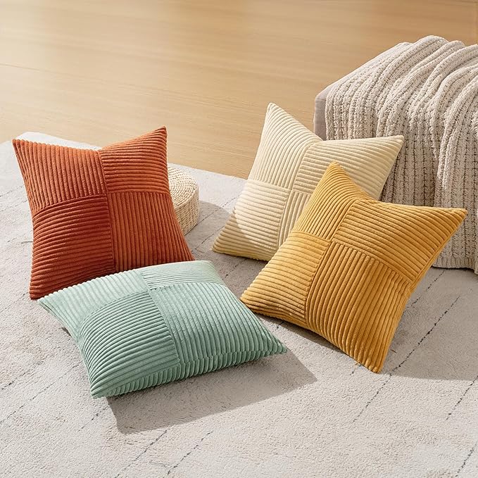 MIULEE Teal Orange Decorative Throw Pillow Covers 18x18 Inch Set of 4 Boho