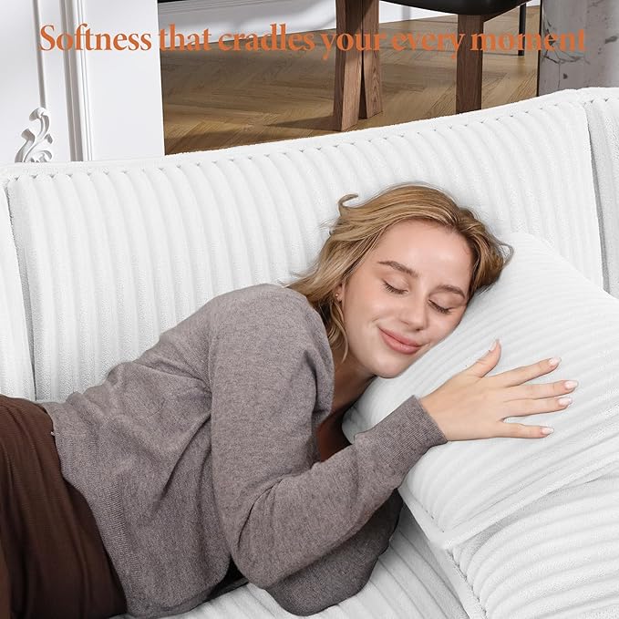 Vesgantti 143" L Shaped Modular Sectional Sofa, Comfy Corduroy Upholstered
