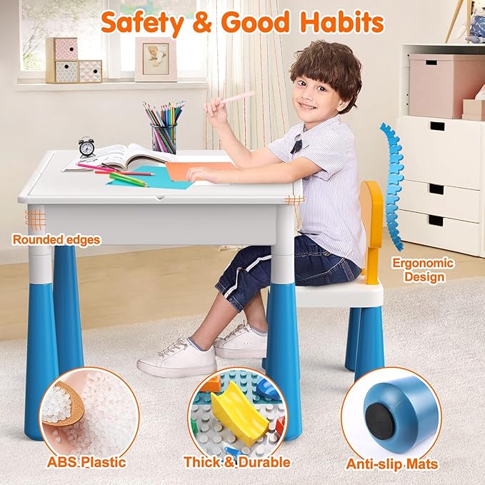 arscniek Toddlers Activity Table 7 in 1 Kids Activity Tables and 4 Chairs