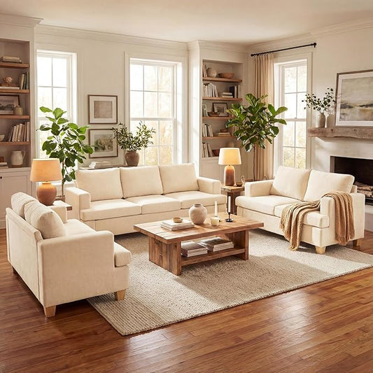 YOUDENOVA Sofa, 3 Piece Set Comfy Sofa, 2 Loveseat & 3 Seater Couch