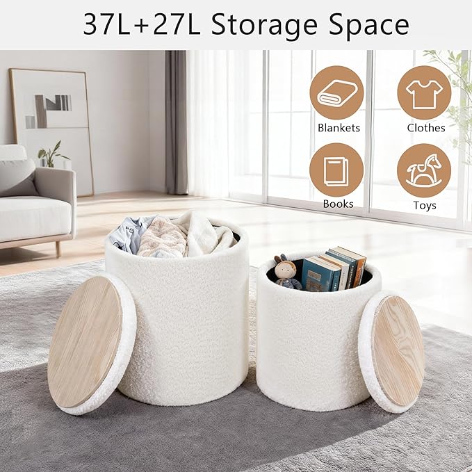 CAROLMADE Set of 2 Round Ottoman