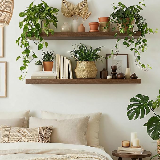 Dreamland 48 inch Floating Shelves, Rustic Wood Floating Wall Shelf