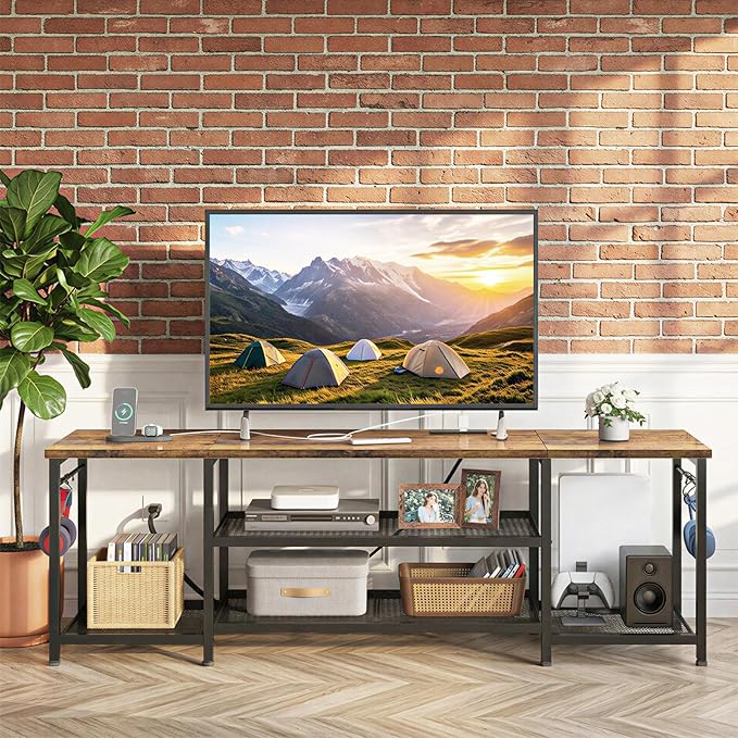 YGEOMER TV Stand for Up to 75 Inch TVs, Entertainment Center