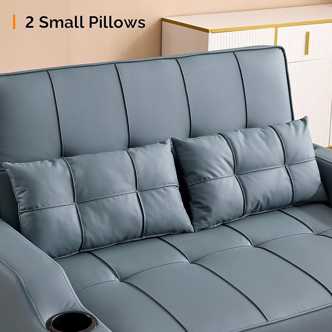 VINGLI Convertible Loveseat Sleeper Sofa, Cup Holders, Armrest