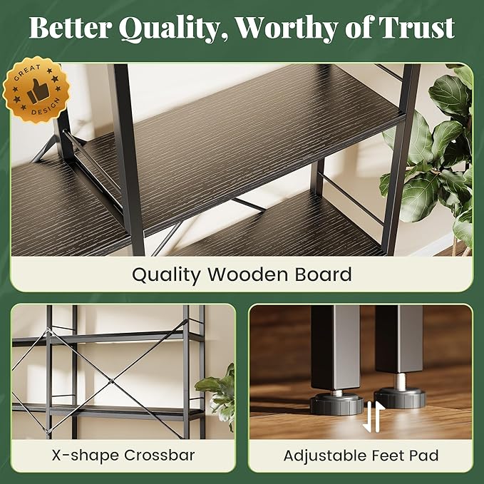 Huuger 6 Tier Bookshelf, L Shaped Corner Bookshelf