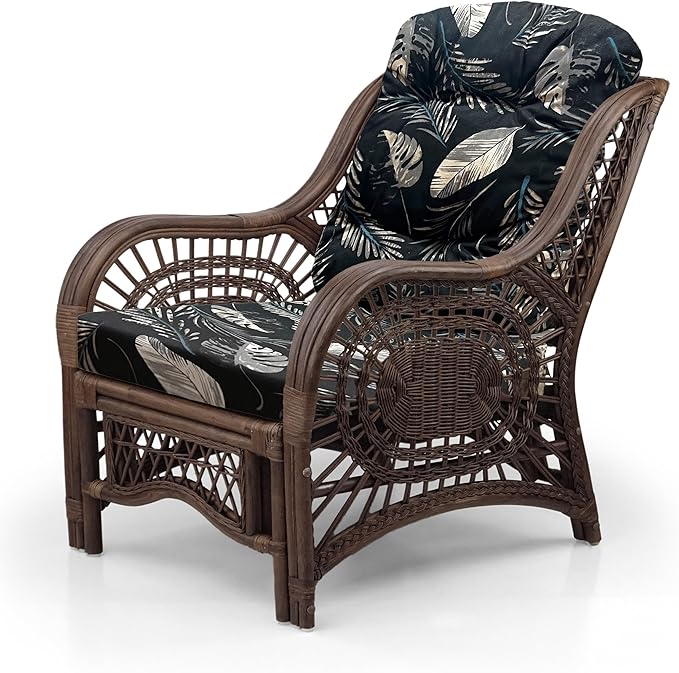 Malibu Lounge Set of 4: 2 Natural Rattan Wicker Chairs, Three-Seater Sofa and