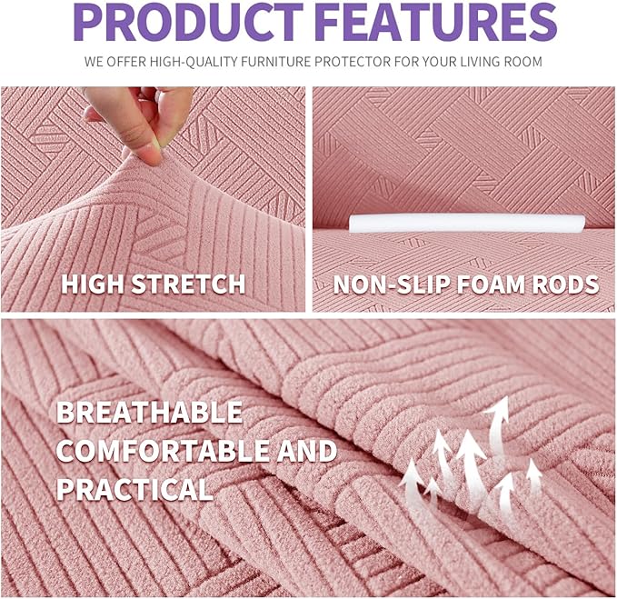 ZNSAYOTX Super Stretch Loveseat Covers, New Striped Love Seat Slipcover