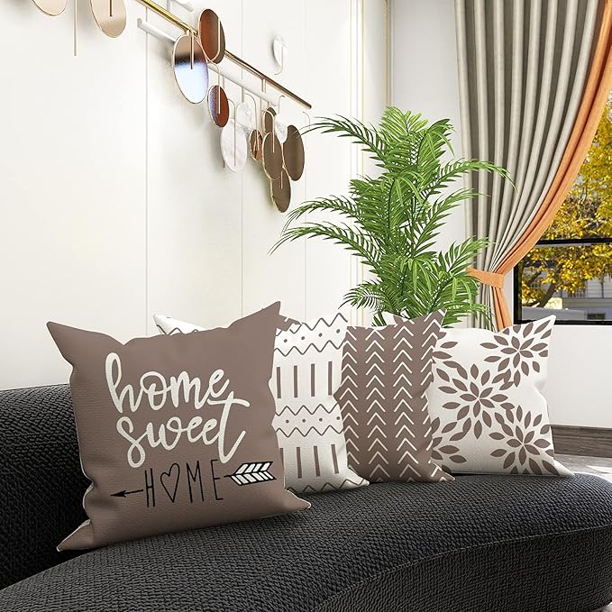 YCOLL Pillow Covers 16x16 Set of 4, Modern Sofa Throw Pillow Cover, Decorative