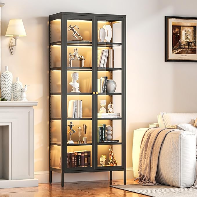6-Tier Glass Display Cabinet
