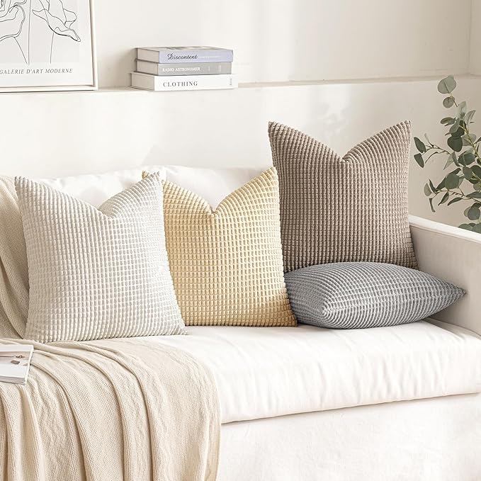 MIULEE Neutral Harmony Decorative Pillow Covers 20x20 Inch Set of 4 Rustic