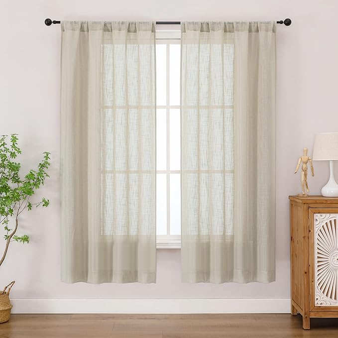 Chyhomenyc Semi Sheer Curtains 63 Inch Length 2 Panels