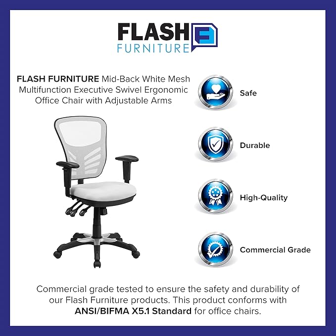 Flash Furniture Nicholas Mid-Back Swivel Office and Gaming Chair, Ergonomic