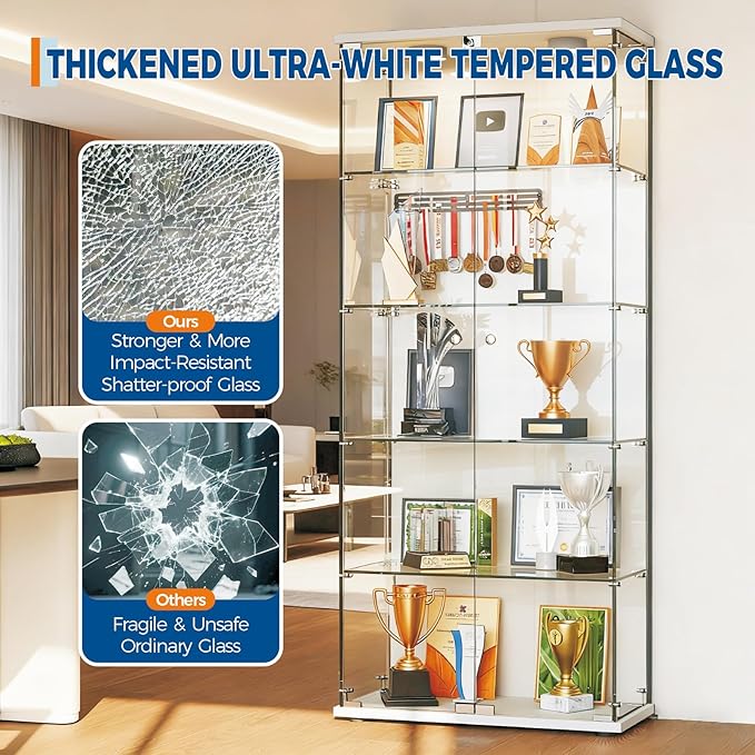 IDEALHOUSE Tempered Glass Display Cabinet