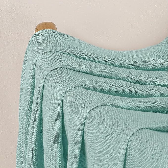 Chyhomenyc Aqua Green Semi Sheer Curtains 84 Inches Long 2 Panels Set, Light