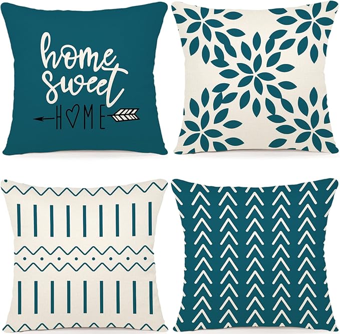 YCOLL Pillow Covers 16x16 Set of 4, Modern Sofa Throw Pillow Cover, Decorative