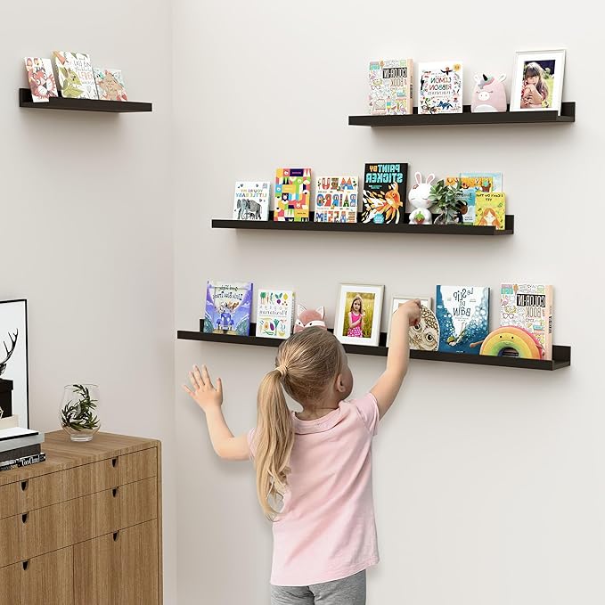 Floating Shelves for Wall, 24 inch Wood Floating Shelves Set of 2, Picture