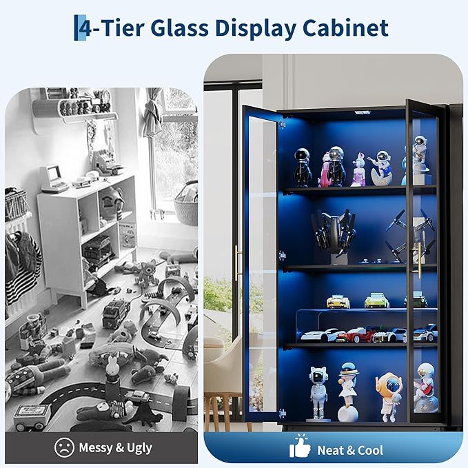 IDEALHOUSE Glass Display Cabinet