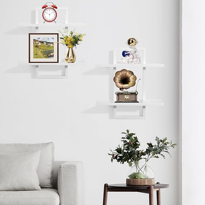 PHOENANCEE Floating Shelves for Wall, Display Hanging Shelf Set of 2, Modern