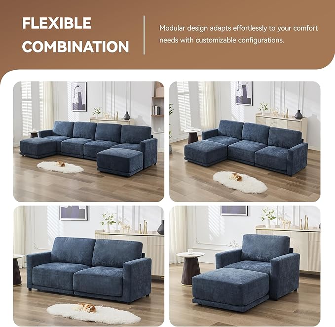 77.4" Chenille Modular Loveseat Oversized Upholstered 2 Seater Sectional Sofa
