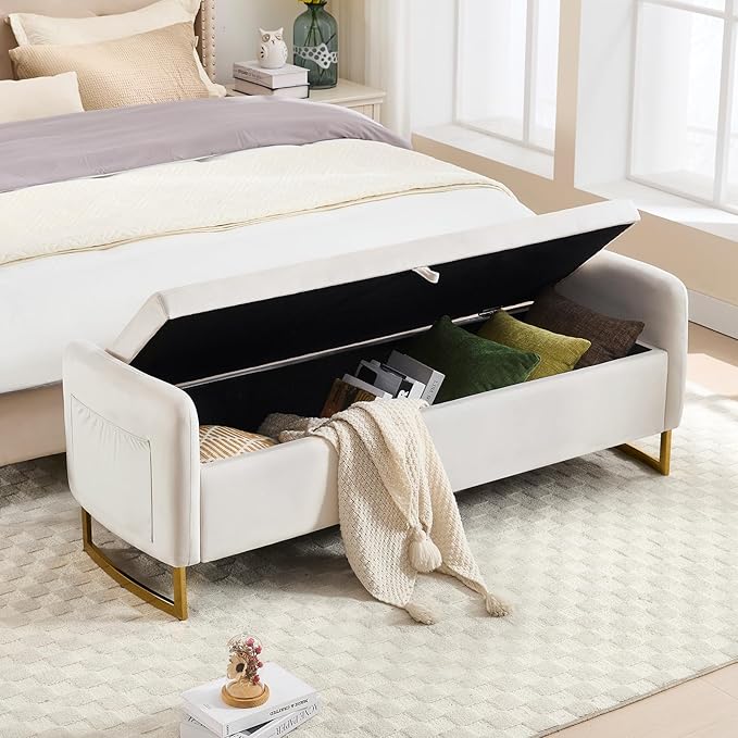 48" End of Bed Bench, Modern Storage Benches