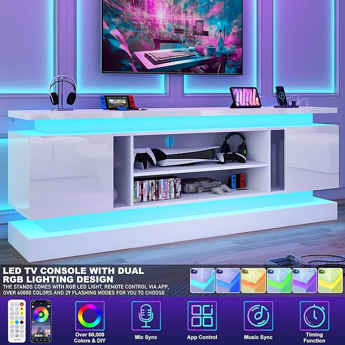 chartustriable 71IN LED TV Stands w/Power Outlet