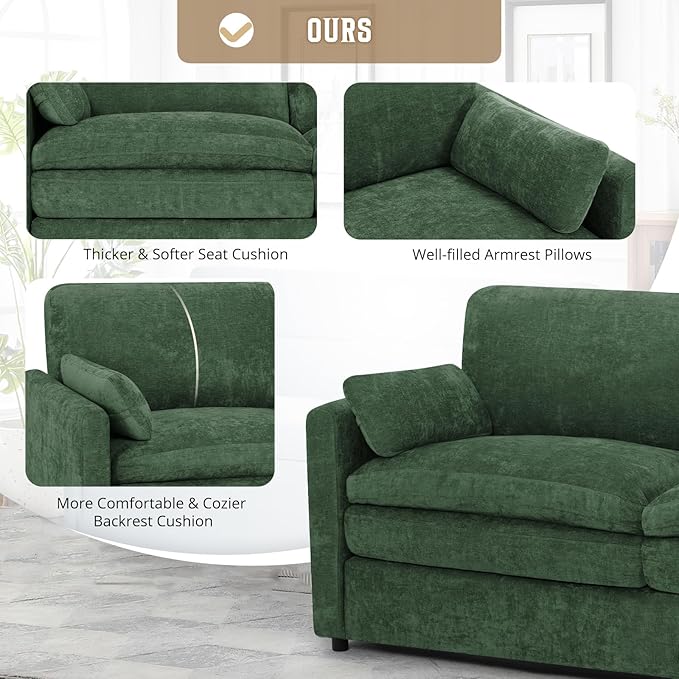 2 Pieces Chenille Sofa Set