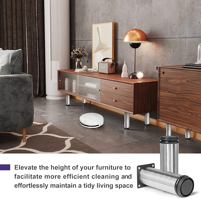 6 Inch Metal Furniture Legs Stainless Steel Adjustable Legs Silver Metal Legs