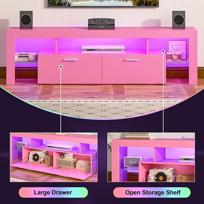 Clikuutory Modern Lighting 63 inch TV Stand