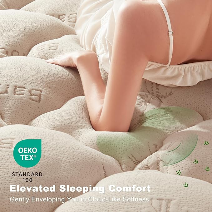 BEDLORE Queen Mattress Topper Viscose Derived from Bamboo, Thick Pillow Top