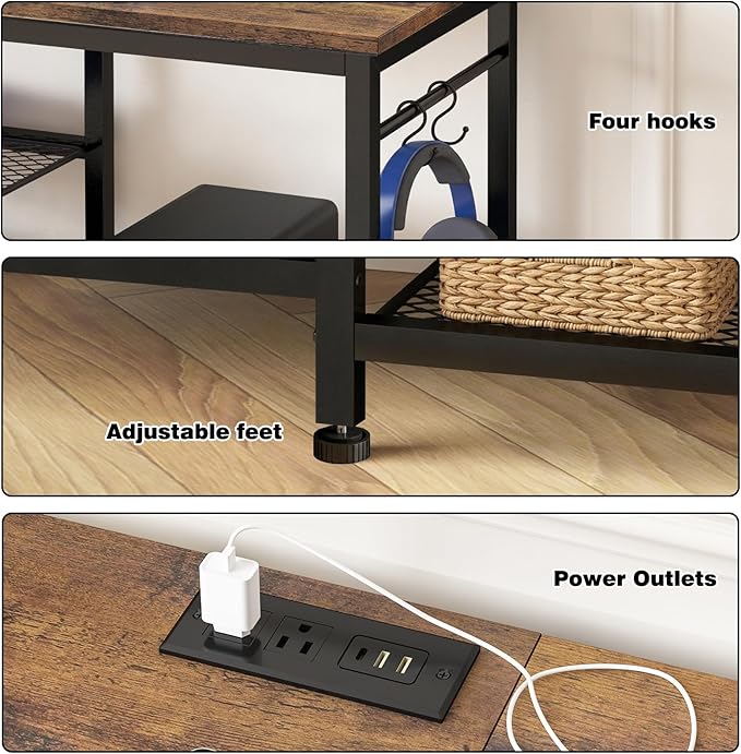 YGEOMER TV Stand for Up to 75 Inch TVs, Entertainment Center