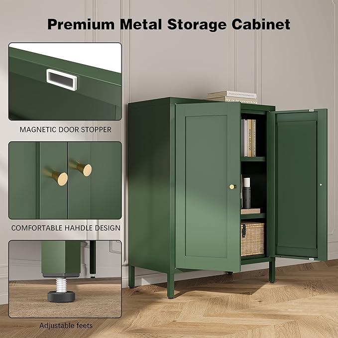 Bevivog Small Bathroom Storage Cabinet, Metal Floor Cabinets Sideboard