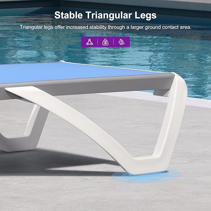 PURPLE LEAF Patio Chaise Lounge Chair Set Outside Aluminum Plastic Stackable