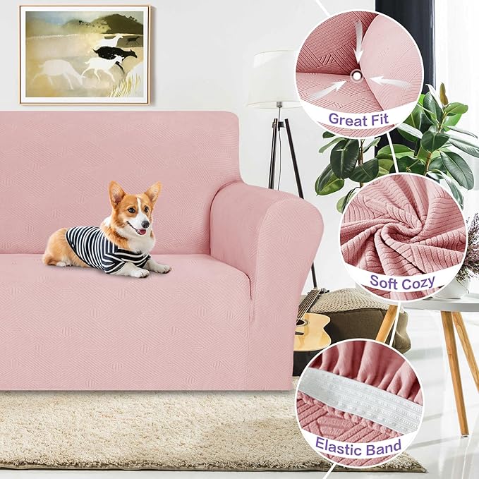 ZNSAYOTX Super Stretch Loveseat Covers, New Striped Love Seat Slipcover