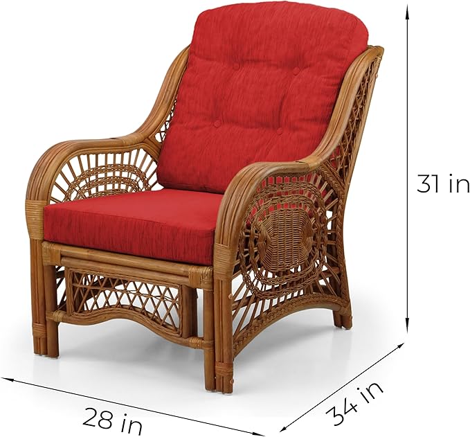 Malibu Lounge Living Accent Armchair Natural Rattan Wicker Handmade Design