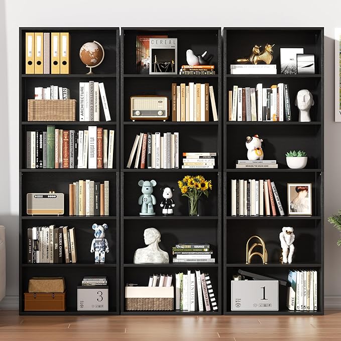 Shintenchi Bookshelf, 6-Tier Open Bookcase and Bookshelves, 6 Shelf Display