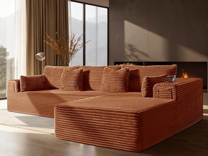 108" Cloud Sectional Couch, Comfort L Shaped Boneless Couch