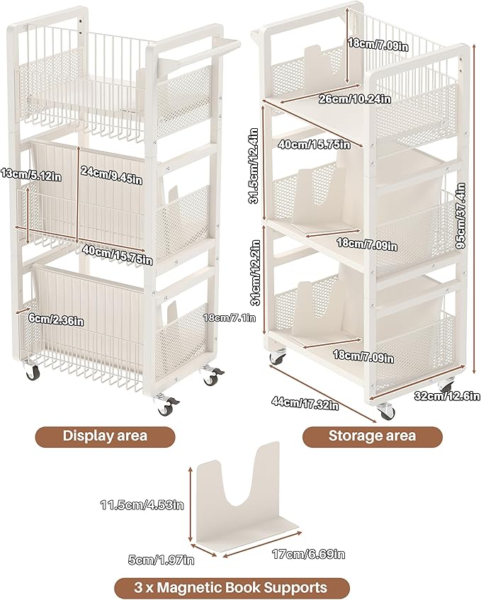 UMDONX Heavy-Duty Double-Sided Book Cart