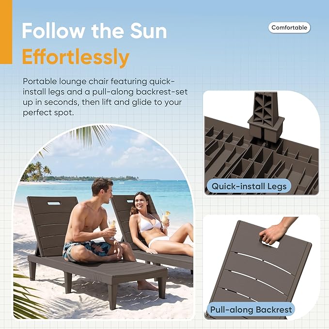 Greesum Outdoor Chaise Lounge Chairs Set of 4