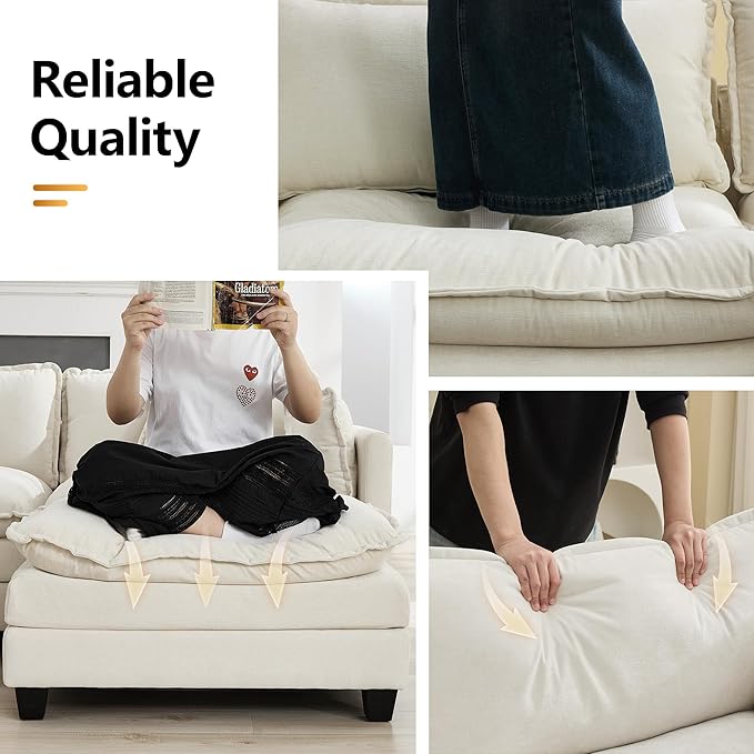 111'' Sectional Cloud Deep Seat Couch, Oversized Chenille U Shaped Sectional